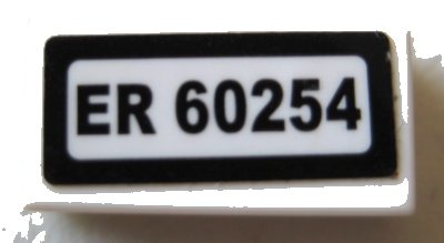 LEGO onderdeel Tile 1 x 2 with 'ER 60254' Pattern (Sticker) - Set 60254 (3069pb1043)