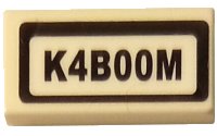 LEGO part Tile 1 x 2 with 'K4B00M' Pattern (Sticker) - Set 60246 3069pb1146