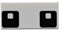 LEGO onderdeel Tile 1 x 2 with 2 Small Squares on Black Large Squares with Rounded Corners Pattern (Minecraft Chicken Eyes) 3069pb1373