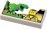 LEGO part Tile 1 x 2 with Minifigure and Dinosaur Pattern 3069px16