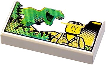 LEGO onderdeel Tile 1 x 2 with Minifigure and Dinosaur Pattern (3069px16)