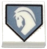 LEGO part Baldosa 1 x 1 con Patrón Cabeza de Caballo Blanco sobre Escudo Pentagonal Azul Arena 3070pb092