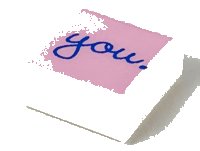 LEGO onderdeel Tile 1 x 1 with Blue 'you.' Script on Bright Pink Background Pattern 3070pb149