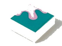 LEGO part Tile 1 x 1 with Bright Pink Splotch on Dark Turquoise Background Pattern 3070pb151