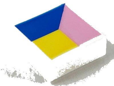 LEGO part Tile 1 x 1 with Blue, Bright Pink and Yellow Polygons Pattern (3070pb153)
