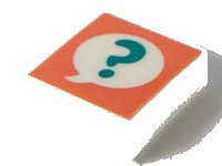 LEGO part Tile 1 x 1 with Dark Turquoise Question Mark in Speech Bubble on Coral Background Pattern 3070pb156
