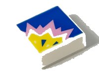LEGO onderdeel Tile 1 x 1 with Bright Pink and Yellow Explosion on Blue Background Pattern 3070pb158