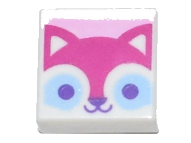 LEGO part Piastrella 1 x 1 con Motivo Faccia Gatto Magenta con Occhi Azzurro Chiaro Brillante e Viola Scuro su Sfondo Rosa Brillante (3070pb184)