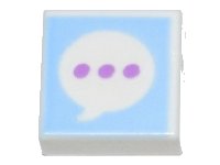 LEGO part Tile 1 x 1 with Medium Lavender Ellipsis in Speech Bubble on Bright Light Blue Background Pattern 3070pb191