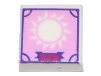LEGO part Tile 1 x 1 with Sun, Roman Numerals 'XIX' and Scrapbook Frame on Bright Pink Background Pattern 3070pb196