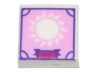 LEGO part Tile 1 x 1 with Sun, Roman Numerals 'XIX' and Scrapbook Frame on Bright Pink Background Pattern (3070pb196)