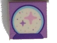 LEGO part Tile 1 x 1 with Crystal Ball with Sparkles and Dark Purple Base on Medium Lavender Background Pattern 3070pb198