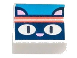 LEGO part Loseta 1 x 1 con patrón de cabeza de gato azul oscuro con orejas y nariz rosa brillante y cinta para la cabeza coral sobre fondo azul oscuro (3070pb253)