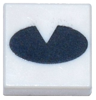 LEGO part Tile 1 x 1 with Black Oval with Slice Removed Pattern (3070pb261)