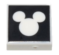 LEGO part Fliese 1 x 1 mit weißer Micky Maus Kopf Silhouette auf schwarzem Hintergrund Muster 3070pb264