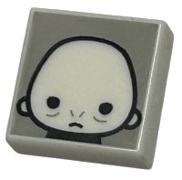 LEGO part Tile 1 x 1 with Bald Male Head with Frown on Light Bluish Gray Background Pattern (HP Voldemort) 3070pb313