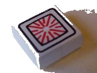 LEGO onderdeel Tile 1 x 1 with Radial Red Lines in Rounded Black Squares Pattern 3070pc2