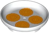 LEGO part Duplo Utensil Dish 3 x 3 with Bright Light Orange and Orange Moon Cakes Pattern 31333pb14