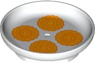 LEGO onderdeel Duplo Utensil Dish 3 x 3 with Bright Light Orange and Orange Moon Cakes Pattern (31333pb14)