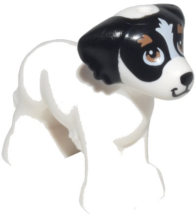LEGO part Perro, Friends, Pelaje Desaliñado, Orejas y Cola con Orejas Negras y Nariz, Raya en la Frente, Ojos Marrón Claro Medio y Patrón de Cejas (Daisy) (3168pb02)