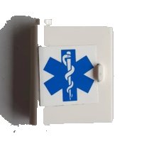 LEGO part Door 1 x 3 x 3 Left with Blue EMT Star of life Pattern (Sticker) - Set 6164 3193pb03