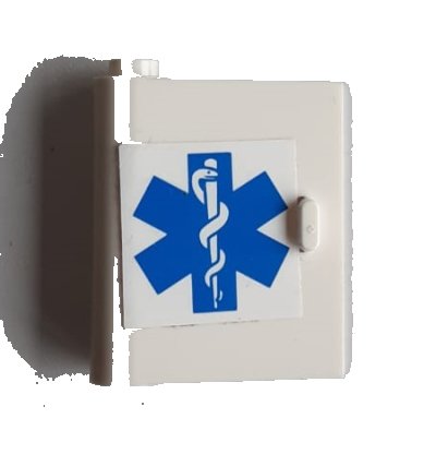 LEGO onderdeel Door 1 x 3 x 3 Left with Blue EMT Star of life Pattern (Sticker) - Set 6164 (3193pb03)