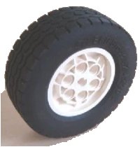 LEGO onderdeel Wheel 43.2mm D. x 18mm - Extended Axle Stem with Black Tire 62.4 x 20 S (32020 / 32019) 32020c01