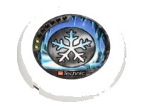 LEGO onderdeel Throwing Disk with Throwbot Ski / Slizer Ice 2 Pips, LEGO Technic Logo, and Snowflake Emblem Pattern 32171pb013