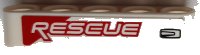 LEGO part Technic, Liftarm Thick 1 x 5 with Red and White 'RESCUE' and Black Door Handle Pattern Model Left Side (Sticker) - Set 42092 32316pb073L