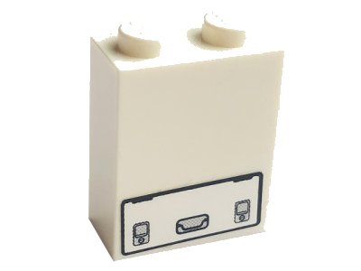 LEGO part Stein 1 x 2 x 2 mit Inside Axle Holder mit Service Door with Handle Pattern (Sticker) - Set 7743 (3245bpb15)