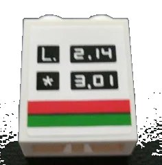 LEGO onderdeel Brick 1 x 2 x 2 with Inside Axle Holder with 'L. 2.14' and '* 3.01' Pattern (Sticker) - Set 3180 (3245bpb18)