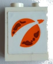 LEGO part Mattone 1 x 2 x 2 con Portastud Interno con Motivo Logo Esplorazione Marte City Arancione (Adesivo) - Set 60227 (3245cpb256)
