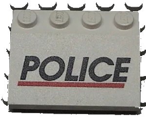 LEGO onderdeel Slope 33 3 x 4 with Black 'POLICE' Red Line Pattern (3297pb007)