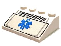 LEGO part Slope 33 3 x 4 with EMT Star of Life and Grille Pattern 3297px24