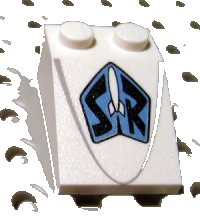 LEGO onderdeel Slope 33 3 x 2 with White Rocket and Black 'SR' Pattern 3298pb040