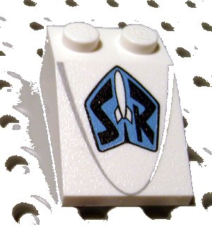 LEGO onderdeel Slope 33 3 x 2 with White Rocket and Black 'SR' Pattern (3298pb040)