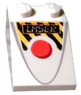 LEGO part Schräge 33 3 x 2 with Red Circle, Danger Stripes and 'LASER' Pattern 3298pb041