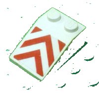 LEGO part Slope 33 3 x 2 with Red Chevron Stripes Pattern (Sticker) - Set 7894 3298pb042