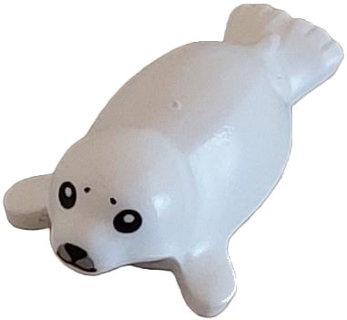 LEGO onderdeel Seal, Baby met Zwarte Ogen, Neus en Mond, en Lichtblauwachtig Grijs Snoet Patroon (3399pb01)