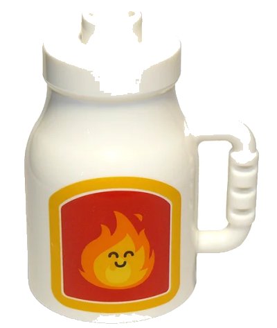 LEGO onderdeel Duplo Utensil Milk Bottle with Handle and Fire Pattern (35092pb02)