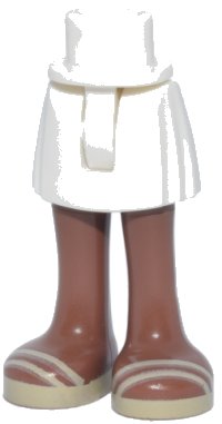 LEGO part Mini Doll Hips and Skirt with Molded Medium Brown Legs and Printed Tan Sandals Pattern - Thin Hinge 35216ac00pb030
