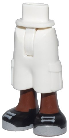 LEGO part Mini Doll Hips and Trousers Cropped Large Pockets with Molded Reddish Brown Legs and Printed Black Shoes with Light Bluish Gray Laces and Soles Pattern - Thin Hinge (35216bc00pb005)
