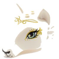 LEGO part Fox Head with Light Aqua Eyes, Golden Swirls and Black Nose Pattern 35600pb03