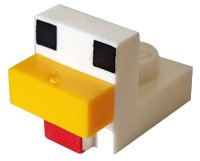 LEGO part Creature Head Pixelated with Molded Bright Light Orange Beak and Printed Black Eyes and Red Wattle Pattern (Minecraft Chicken) 35750pb01