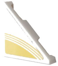 LEGO part Tile, Modified 2 x 2 Triangular with Yellow Curved Stripes Pattern Model Right Side (Sticker) - Set 76897 35787pb007R