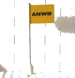 LEGO onderdeel Flag on Flagpole, Straight with 'ANWB' on Yellow Background Pattern (Sticker) - Set 1590-2 (3596pb20)