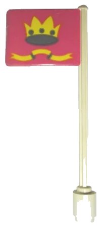 LEGO part Flag on Flagpole, Straight with Pink / Yellow Crown and Ribbon Pattern (Stickers) - Sets 375 / 6075 3596pb31