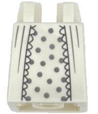 LEGO part Lower Body, Skirt with Nightgown with Dark Bluish Gray Lace Edges and Light Bluish Gray Stripes over Shirt with Polka Dots Pattern (BAM) 36036pb093