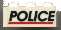 LEGO part Brick 1 x 3 with Black 'POLICE' Red Line Pattern (Sticker) - Set 6483 3622pb005