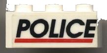 LEGO onderdeel Brick 1 x 3 with Black 'POLICE' Red Line Pattern (Sticker) - Set 6483 (3622pb005)